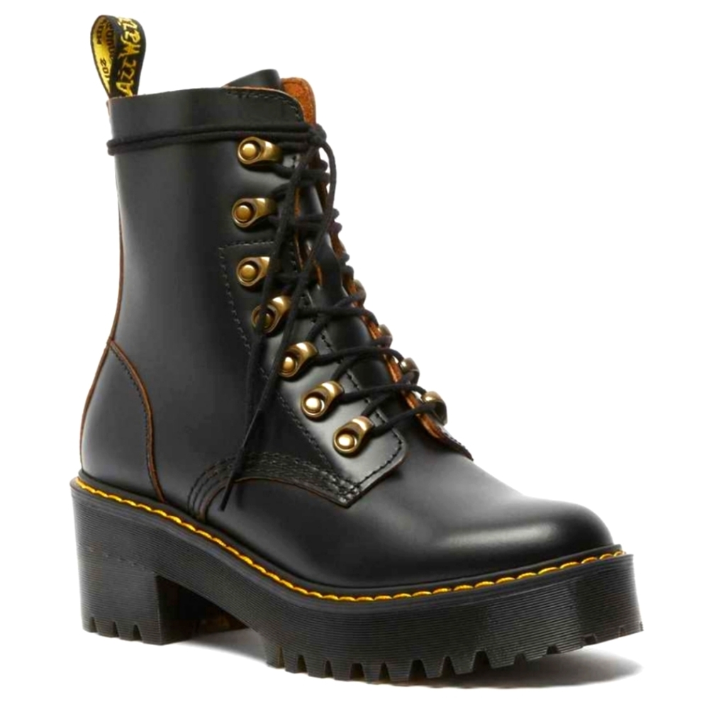 Dr. Martens Leona Women's Vintage Smooth Leather Heeled Boots, Black, US Size 7